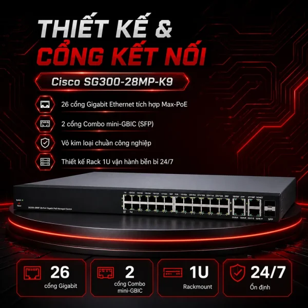 Switch chia mạng Cisco SG300-28MP 28Port 10/100/1000Mbps