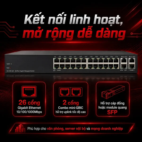 Switch chia mạng Cisco SG300-28 28Port 10/100/1000Mbps