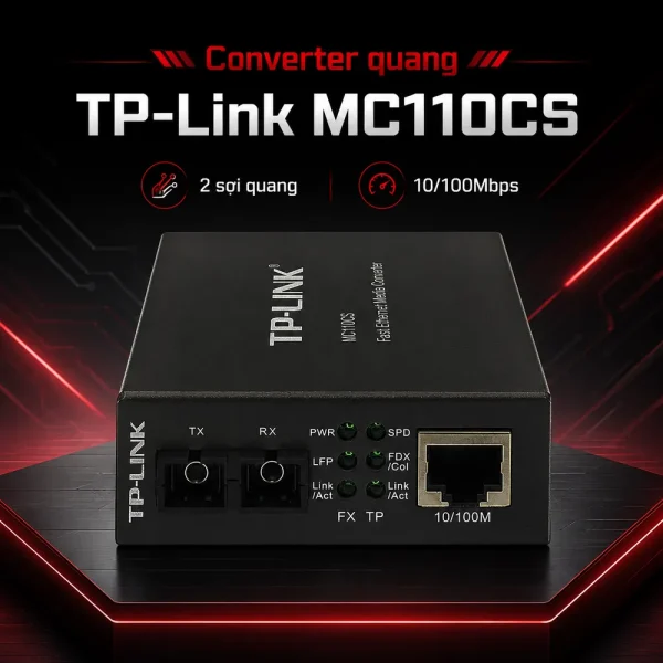 Converter quang TP-Link MC110CS Loại 2 sợi, 10/100Mbps