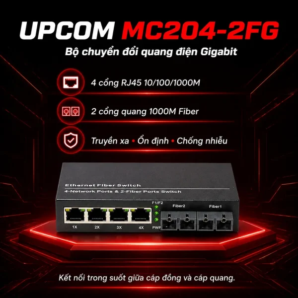 Converter quang UPCOM MC204-2FG 4 cổng 10/100/1000M