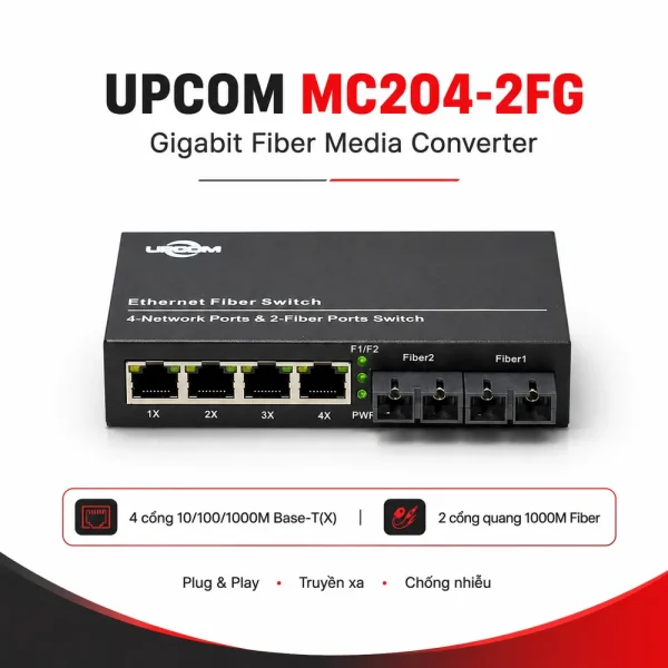 Converter quang UPCOM MC204-2FG 4 cổng 10/100/1000M
