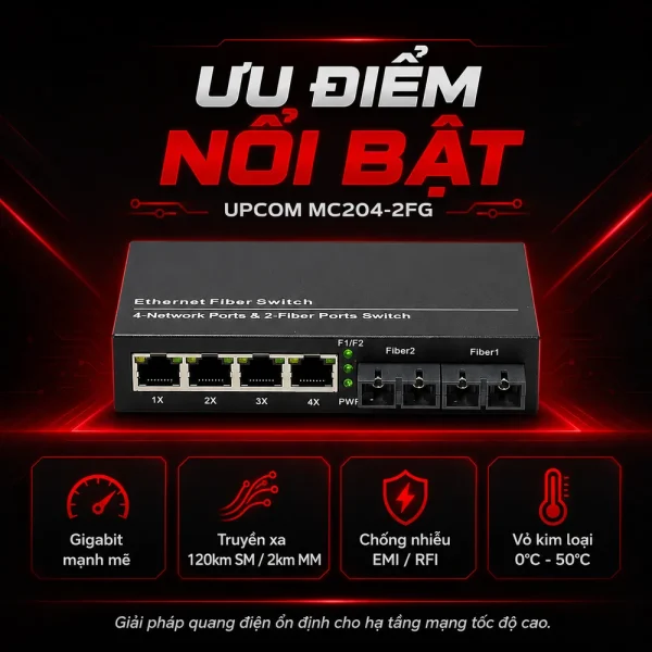 Converter quang UPCOM MC204-2FG 4 cổng 10/100/1000M
