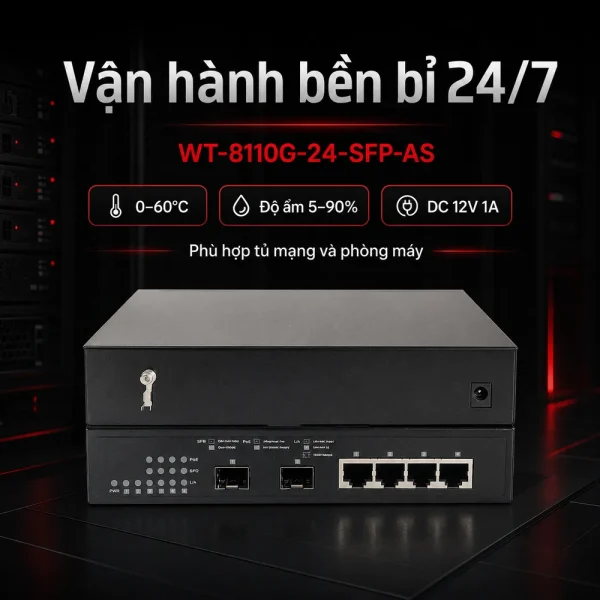 Converter quang WINTOP Model WT-8110G-24-SFP-AS
