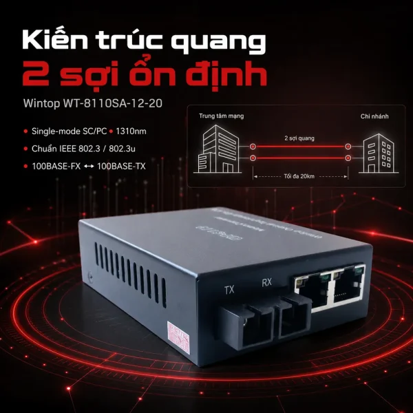 Converter quang WINTOP Model WT-8110SA-12-20