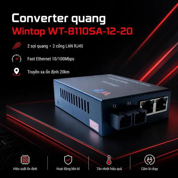 Converter quang WINTOP Model WT-8110SA-12-20