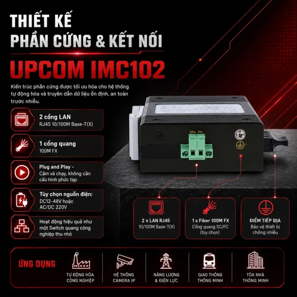 Converter UPCOM IMC102 2×10/100M Base-T(X) + 1x100Base-FX