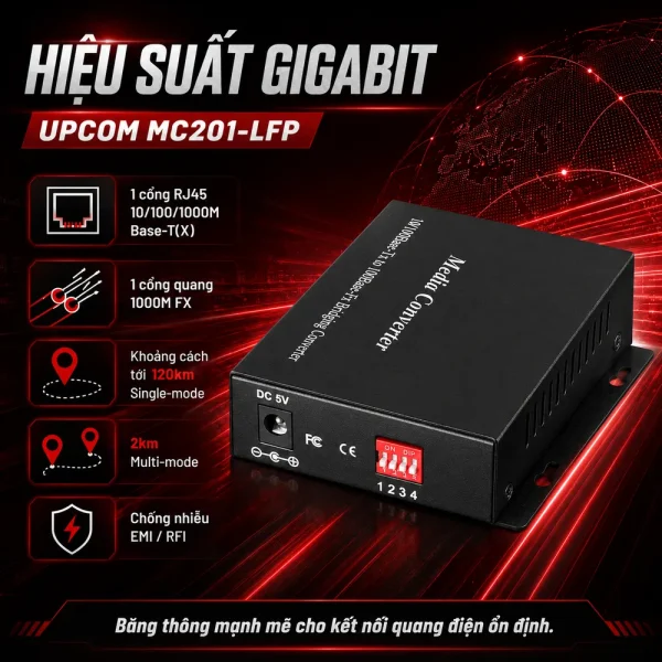 Converter UPCOM MC201-LFP 1 cổng 10/100/1000M