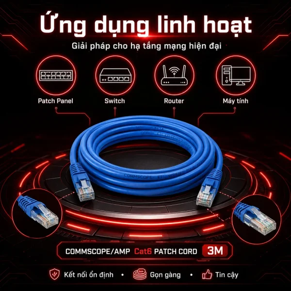 Dây nhảy COMMSCOPE/AMP Cat6 3m – NPC06UVDB-BL010F