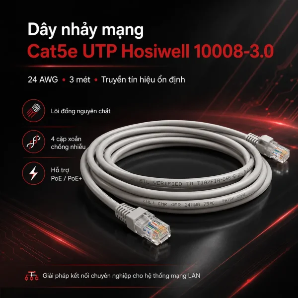 Dây nhảy mạng Cat5e UTP Hosiwell 10008-3.0 24 AWG 3 mét