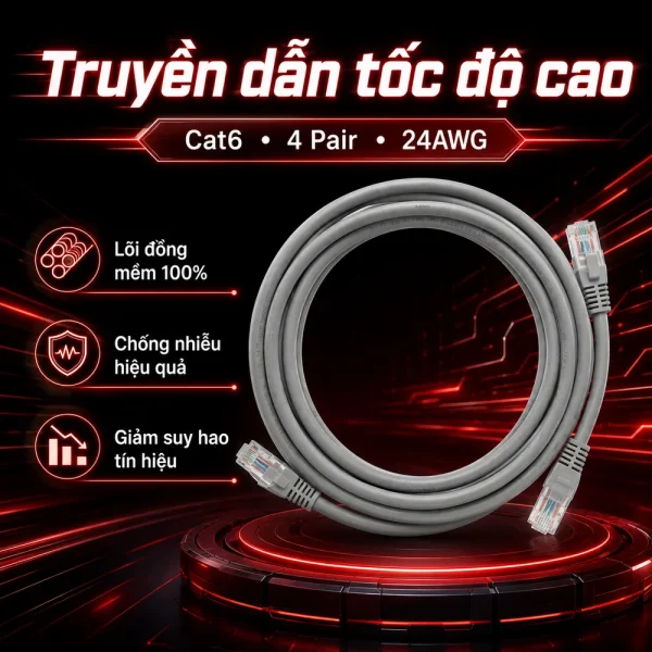 Dây nhảy mạng Cat6 UTP Hosiwell 24AWG LSZH 10105-3.0 3 mét