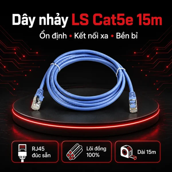Dây nhảy mạng LS cat5e 15m – Patch cord LS cat5e 15m