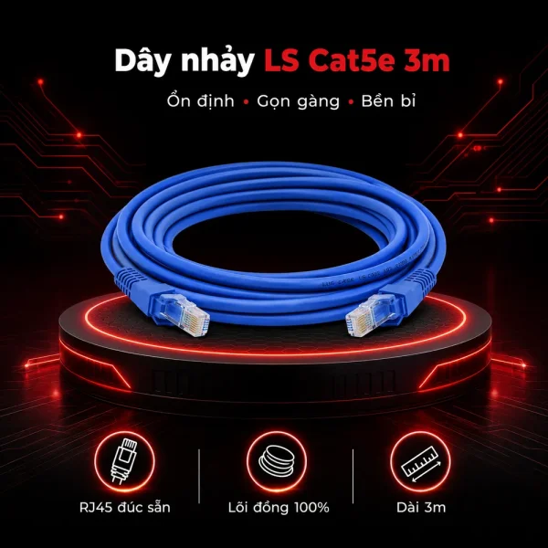 Dây nhảy mạng LS cat5e 3m – Patch cord LS cat5e 3m