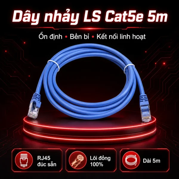 Dây nhảy mạng LS cat5e 5m – Patch cord LS cat5e 5m