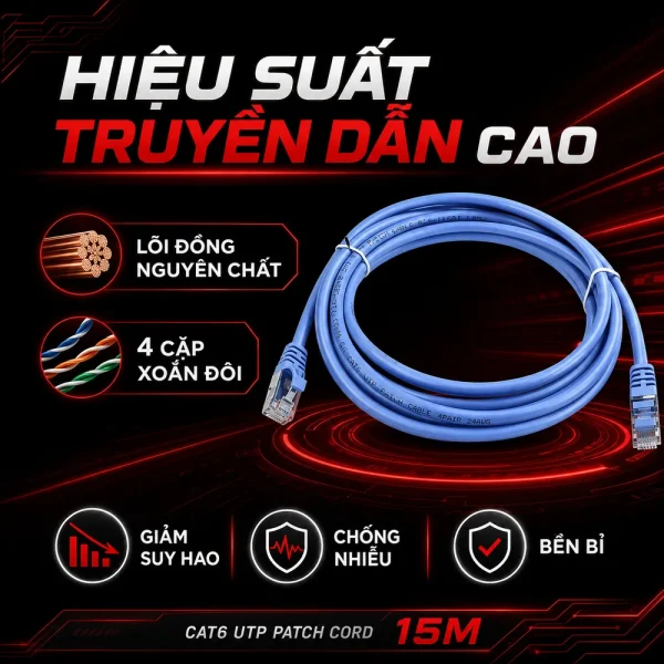 Dây nhảy mạng LS Cat6 15m – Patch cord LS Cat6 15m