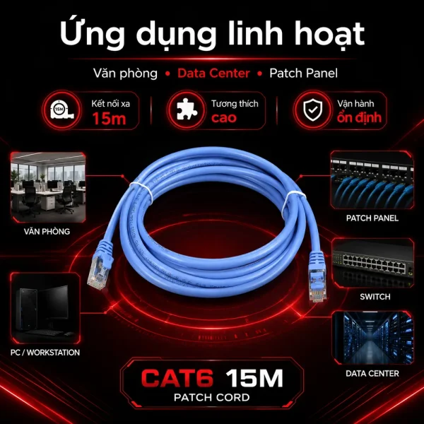 Dây nhảy mạng LS Cat6 15m – Patch cord LS Cat6 15m