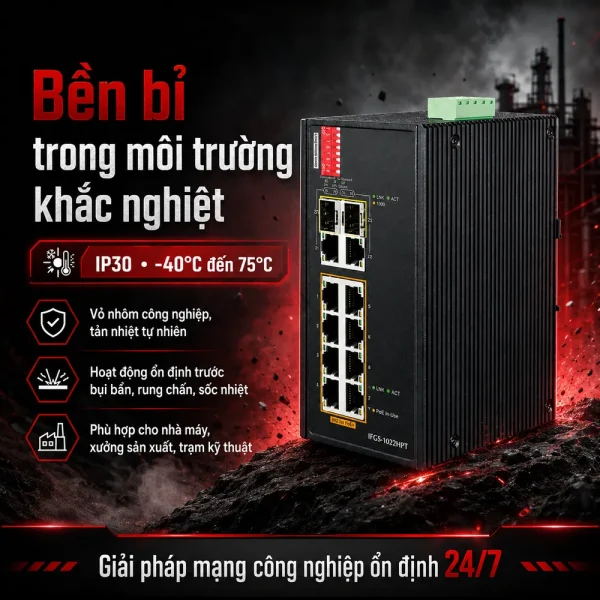 Switch Planet IFGS-1022HPT 8 cổng 10/100TX 802.3at PoE