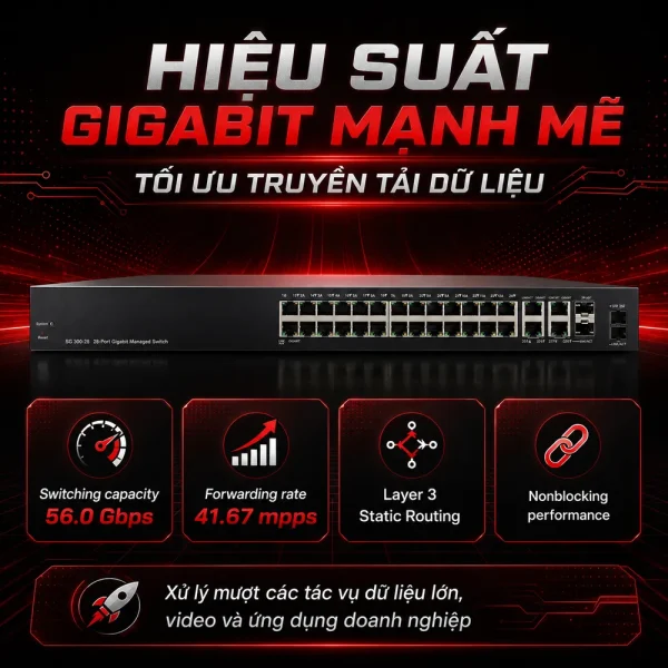 Switch chia mạng Cisco SG300-28 28Port 10/100/1000Mbps