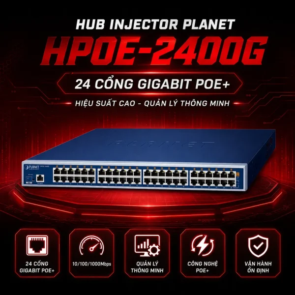 Hub Injector Planet HPOE-2400G 24 cổng Gigabit IEEE