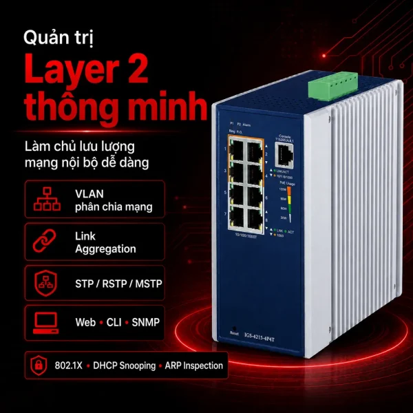 IGS-4215-4P4T Switch công nghiệp 4x1G/PoE + 4x1G RJ45