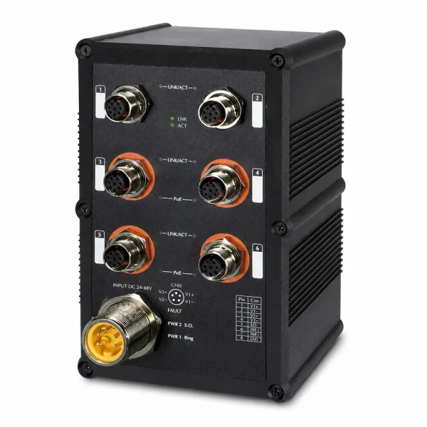 IGS-5227-4MP2MT Switch công nghiệp 6x1G M12 với 4 cổng PoE