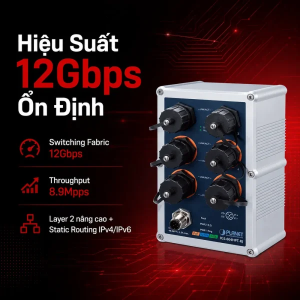 IGS-604HPT-RJ Switch công nghiệp 4x1G 802.3at PoE + 2x1G