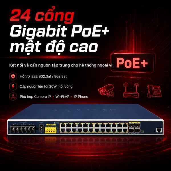 IGS-6325-24P4S Switch công nghiệp L3 24x1G/PoE + 4x SFP