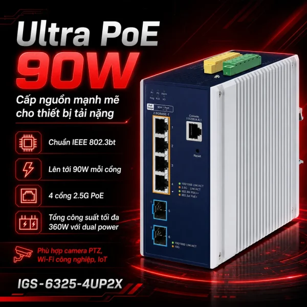 IGS-6325-4UP2X Switch công nghiệp 4×2.5GxPoE + 2x10G SFP+