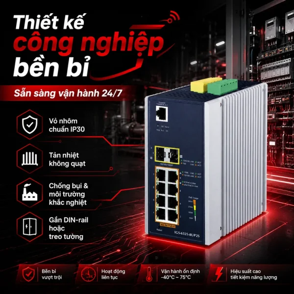 IGS-6325-8UP2S Switch công nghiệp L3 8x1G/PoE + 2x1G SFP