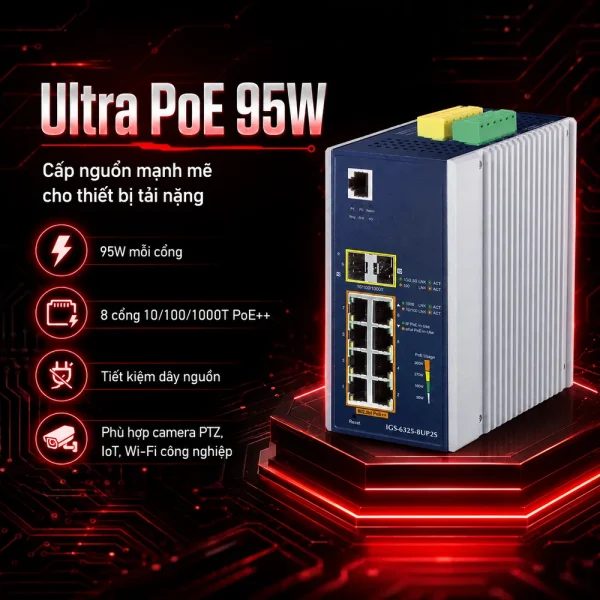 IGS-6325-8UP2S Switch công nghiệp L3 8x1G/PoE + 2x1G SFP