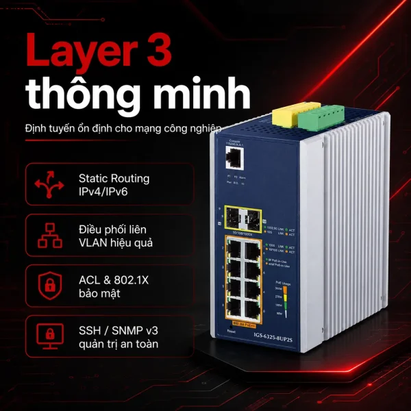 IGS-6325-8UP2S Switch công nghiệp L3 8x1G/PoE + 2x1G SFP