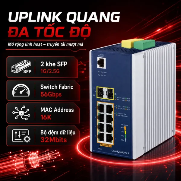 IGS-6325-8UP2S Switch công nghiệp L3 8x1G/PoE + 2x1G SFP