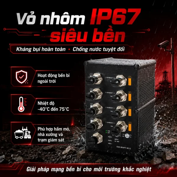 ISW-804PT-M12 Switch công nghiệp PLanet 8 cổng 10/100Mbps