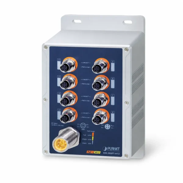 ISW-808PT-M12 Switch công nghiệp IP67 8 cổng 10/100TX M12 802.3at PoE+