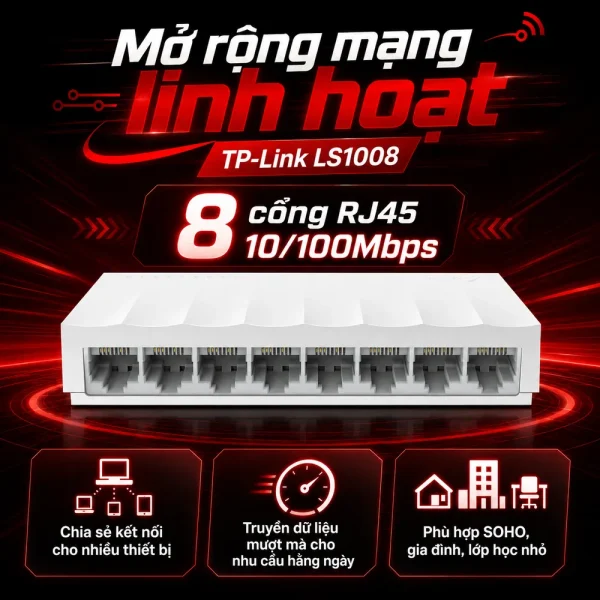 LS1008 Switch Để Bàn 8 Cổng 10/100Mbps