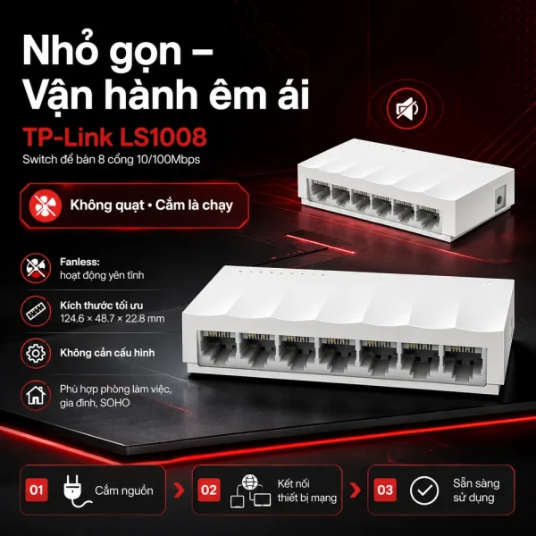 LS1008 Switch Để Bàn 8 Cổng 10/100Mbps