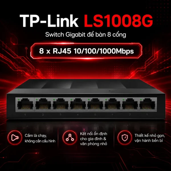 LS1008G Switch TP-LINK Để Bàn 8 Cổng 10/100/1000Mbps