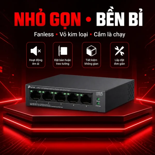 LS105LP Switch TP-LINK Để Bàn 5 Cổng 10/100Mbps với 4 Cổng PoE