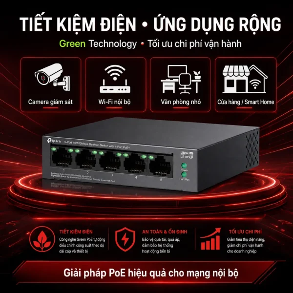 LS105LP Switch TP-LINK Để Bàn 5 Cổng 10/100Mbps với 4 Cổng PoE