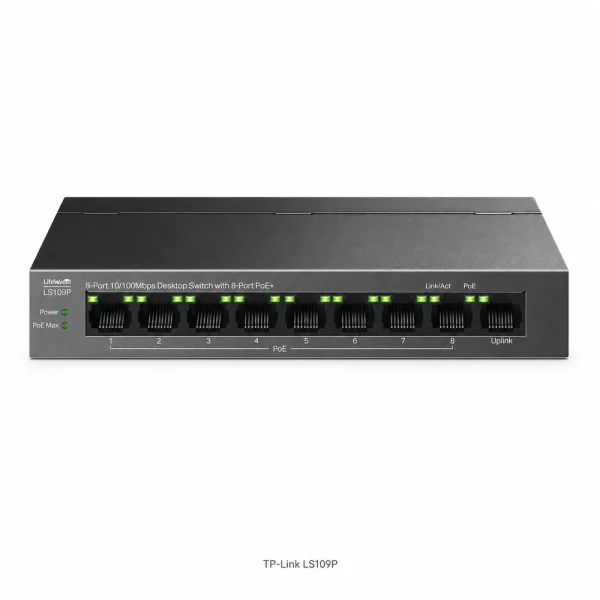 LS109P Switch TP-LINK Để Bàn 9 Cổng 10/100Mbps với 8 Cổng PoE+