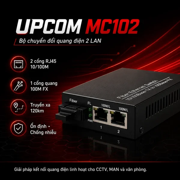 Media Converter Ethernet UPCOM 2 cổng 10/100M MC102