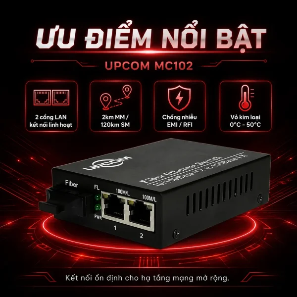 Media Converter Ethernet UPCOM 2 cổng 10/100M MC102
