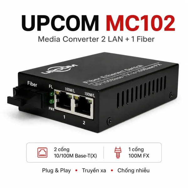 Media Converter Ethernet UPCOM 2 cổng 10/100M MC102