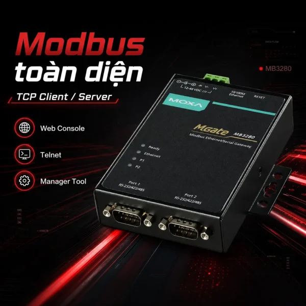 MGate MB3280 Bộ chuyển đổi 2 cổng RS232/422/485