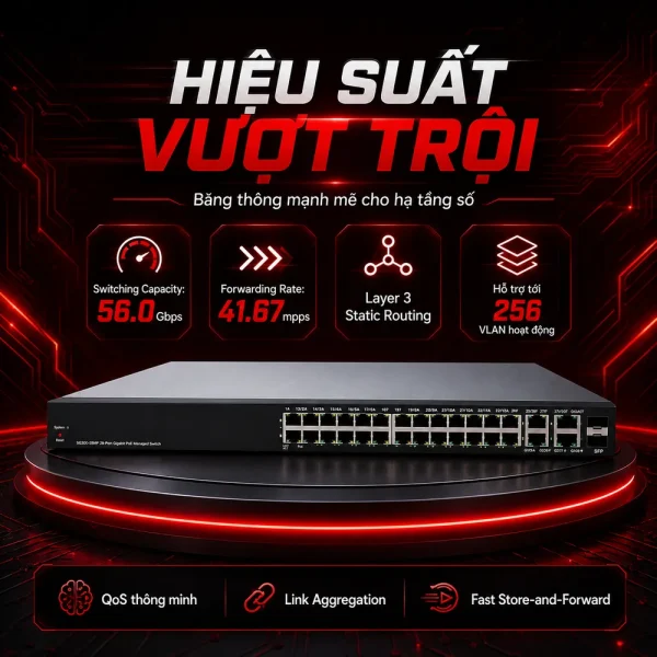 Switch chia mạng Cisco SG300-28MP 28Port 10/100/1000Mbps