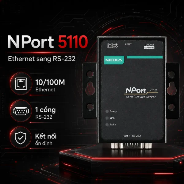 NPort 5110 Bộ chuyển đổi 10/100M Ethernet sang 1 cổng RS-232