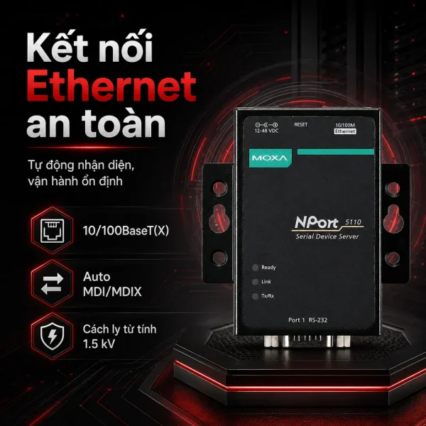 NPort 5110 Bộ chuyển đổi 10/100M Ethernet sang 1 cổng RS-232