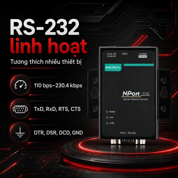 NPort 5110 Bộ chuyển đổi 10/100M Ethernet sang 1 cổng RS-232