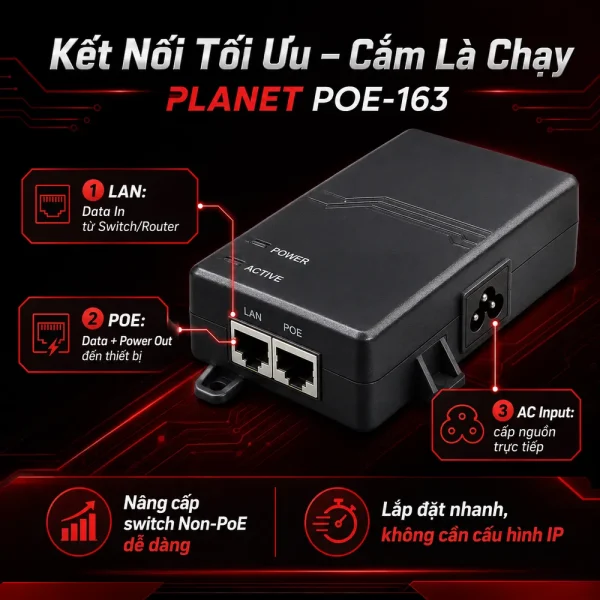 POE-163 – IEEE 802.3at Gigabit High Power over Ethernet Injector (Mid-span)