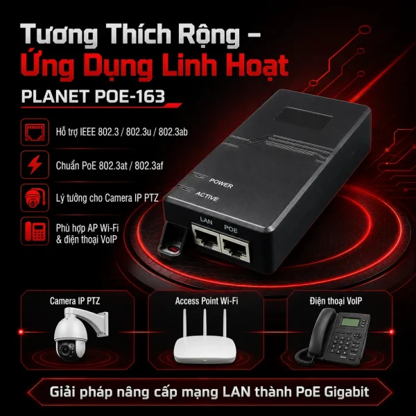 POE-163 – IEEE 802.3at Gigabit High Power over Ethernet Injector (Mid-span)