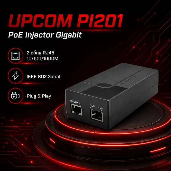 PoE Injector UPCOM PI201 một cổng Gigabit AC100-240V
